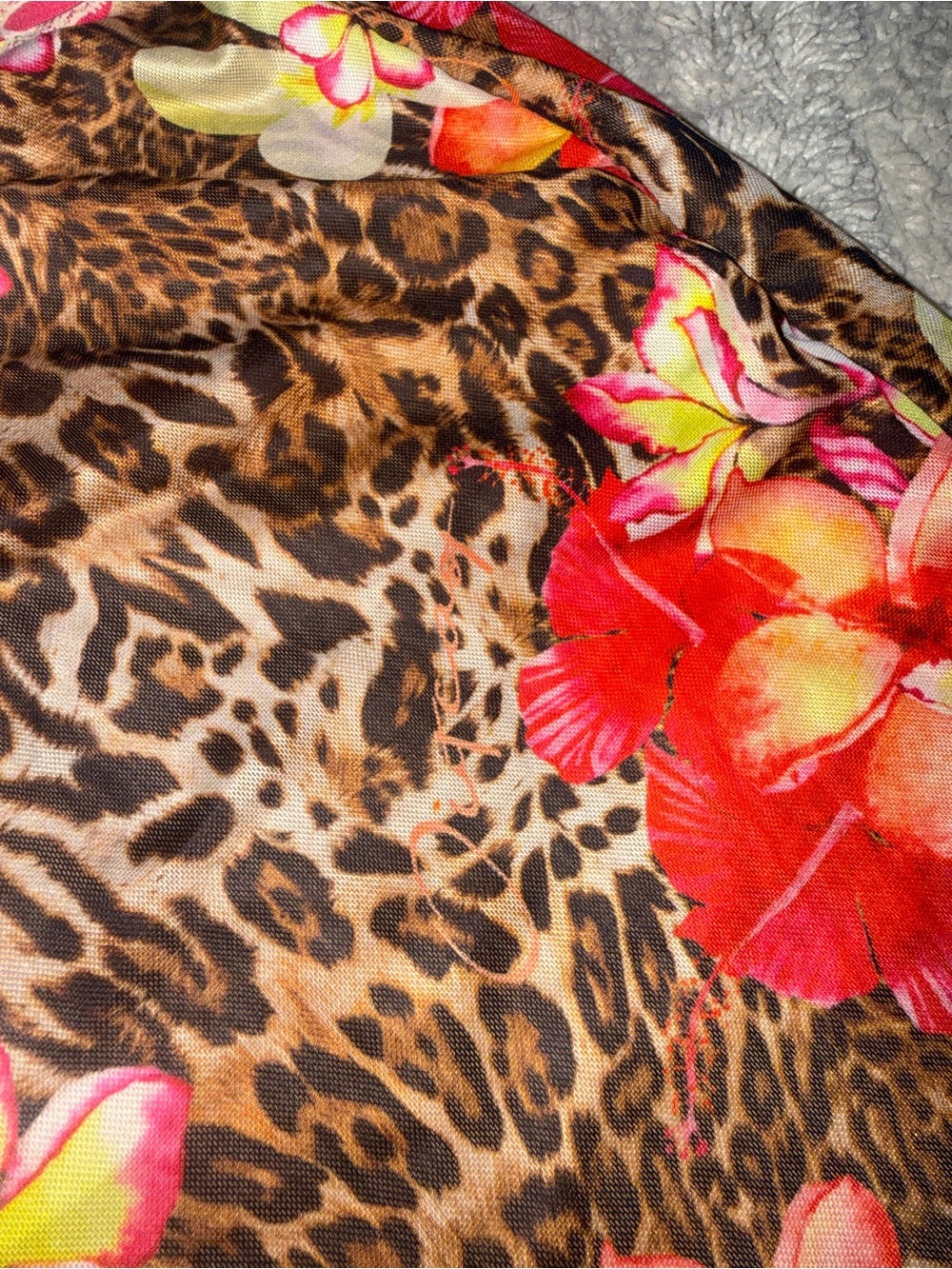 OUTCAST EXCLUSIVE 2piece set Tropical Floral Leopard Maxi Skirt - Coral & Brown - Picture 5 of 5